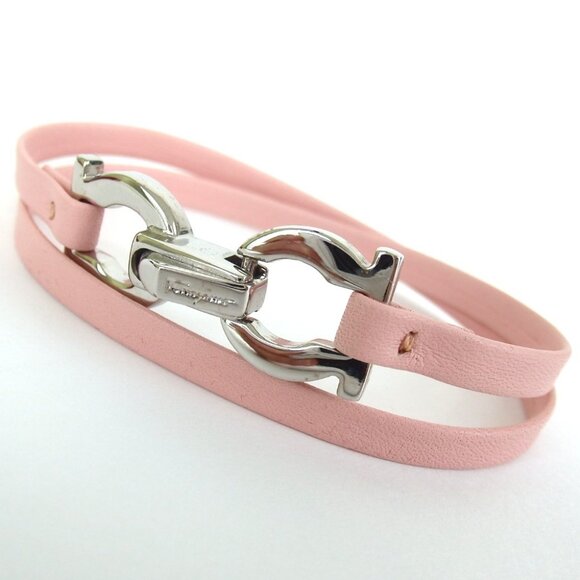Authentic Salvatore Ferragamo Double Gancini bracelet leather[Used] - Picture 2 of 11